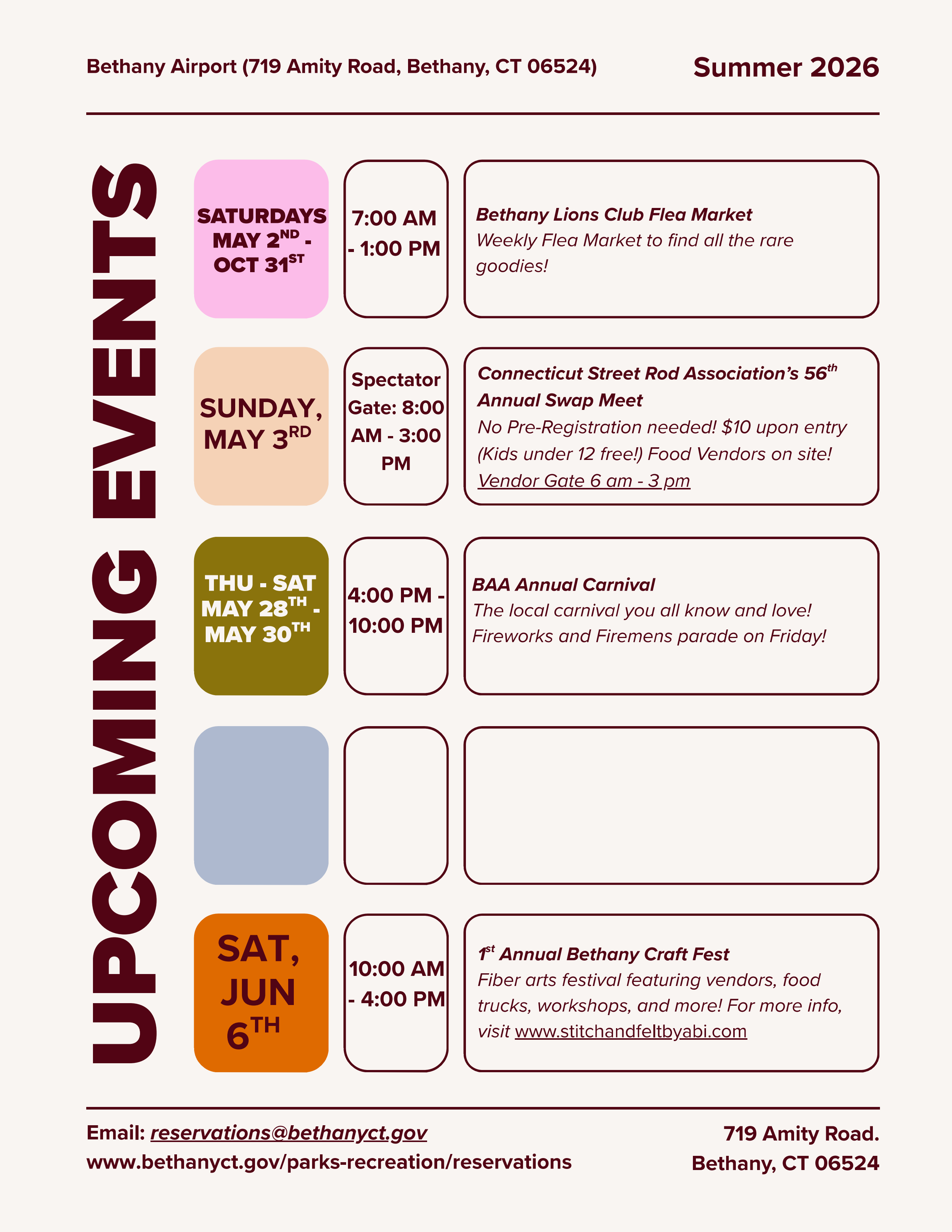 Events at the Bethany Airport