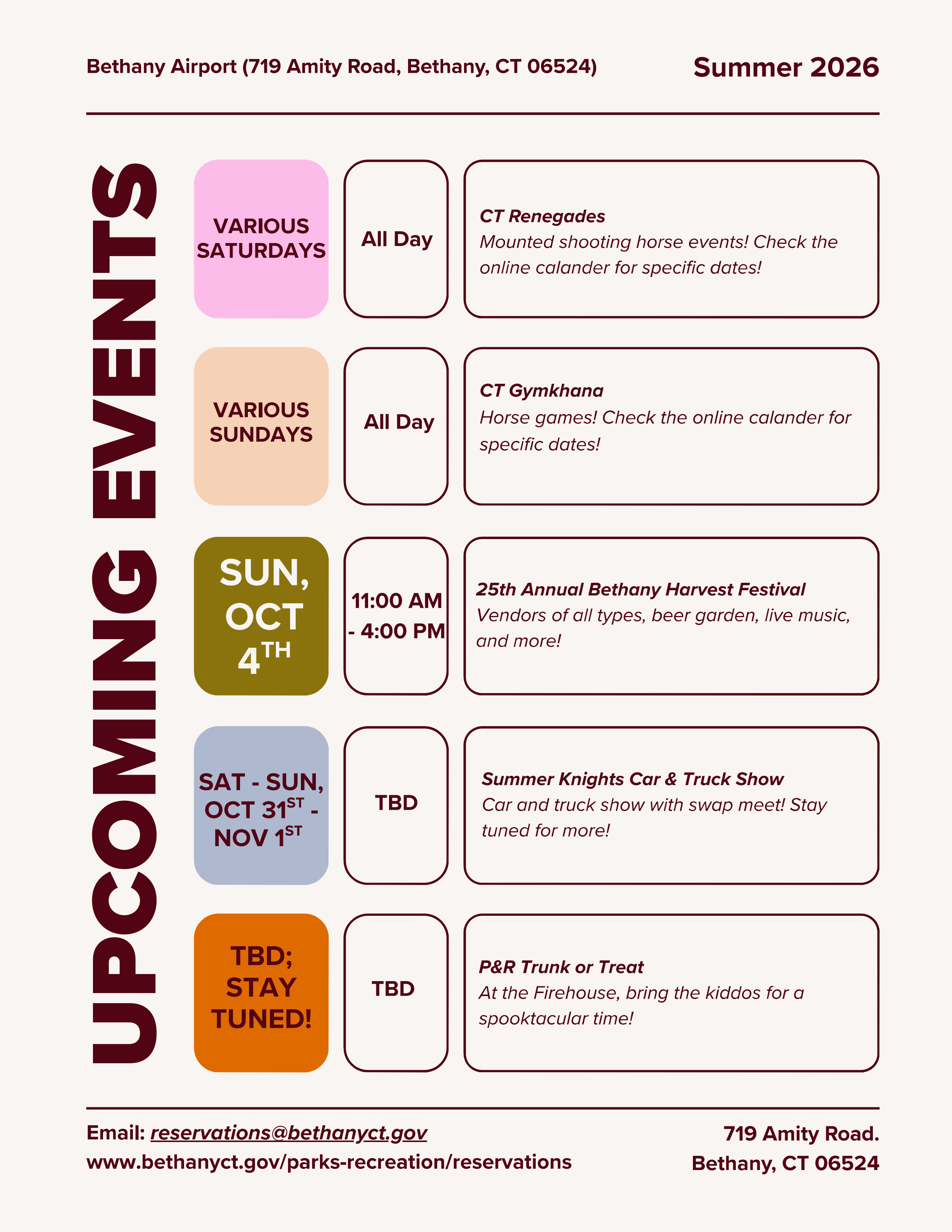 Events at the Bethany Airport